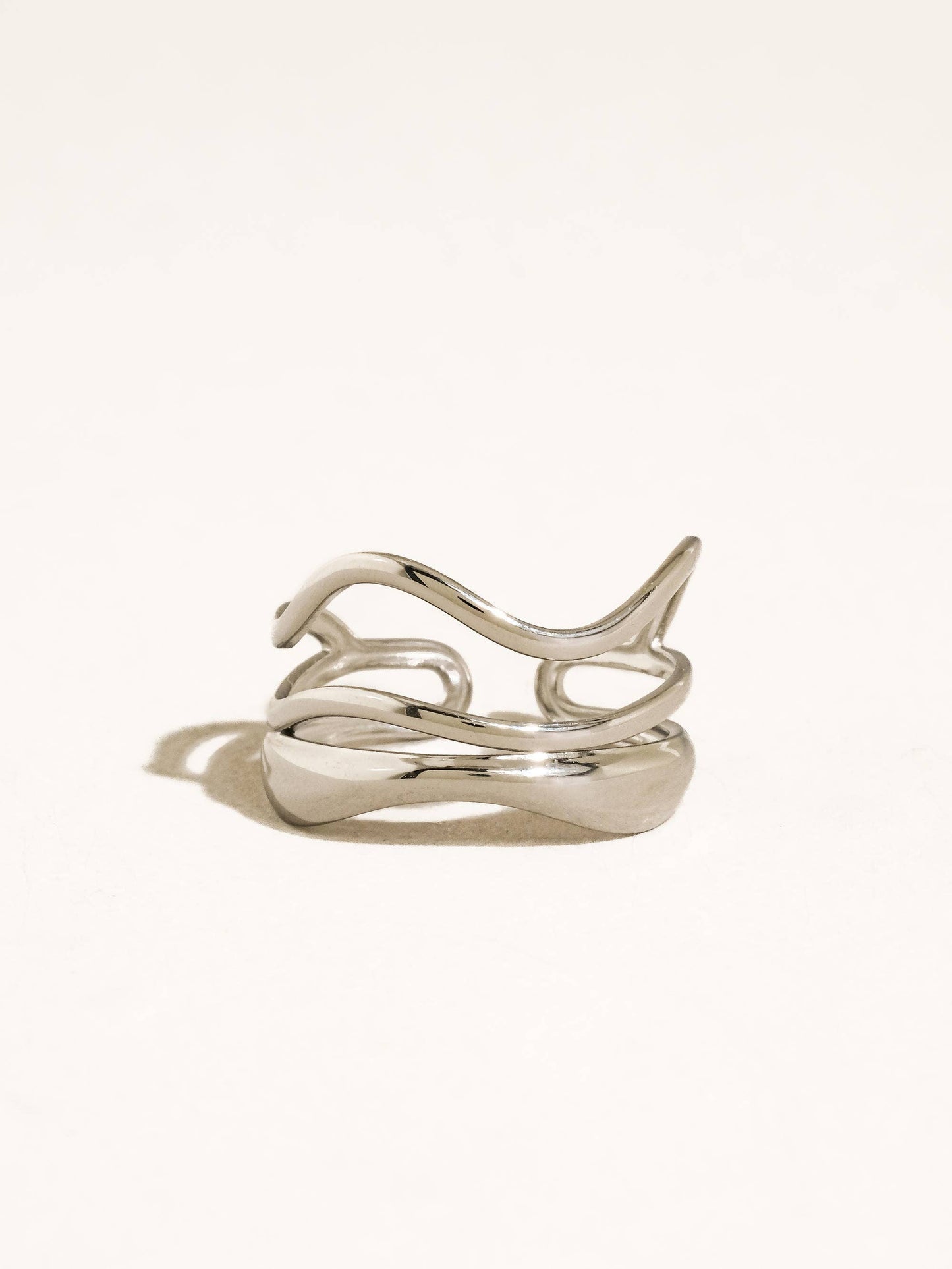 Ozzy 18K Gold Non-Tarnish Abstract Ring: Silver