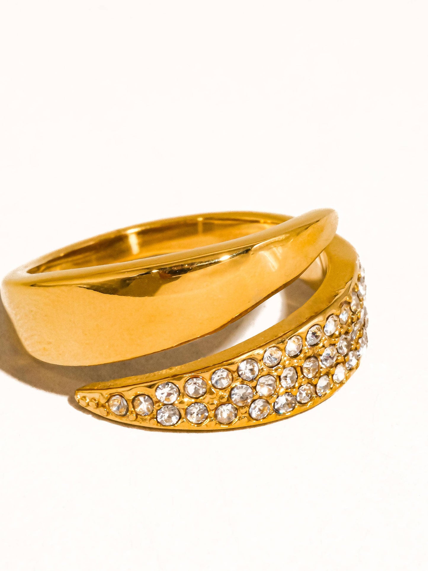 Ansel 18K Gold Non-Tarnish Glam CZ Band Ring: Yellow Gold