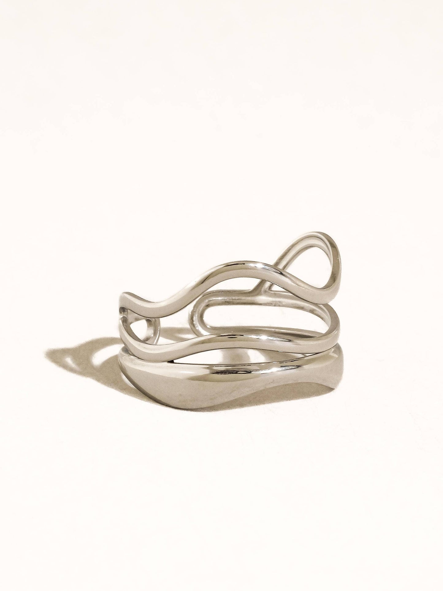 Ozzy 18K Gold Non-Tarnish Abstract Ring: Silver