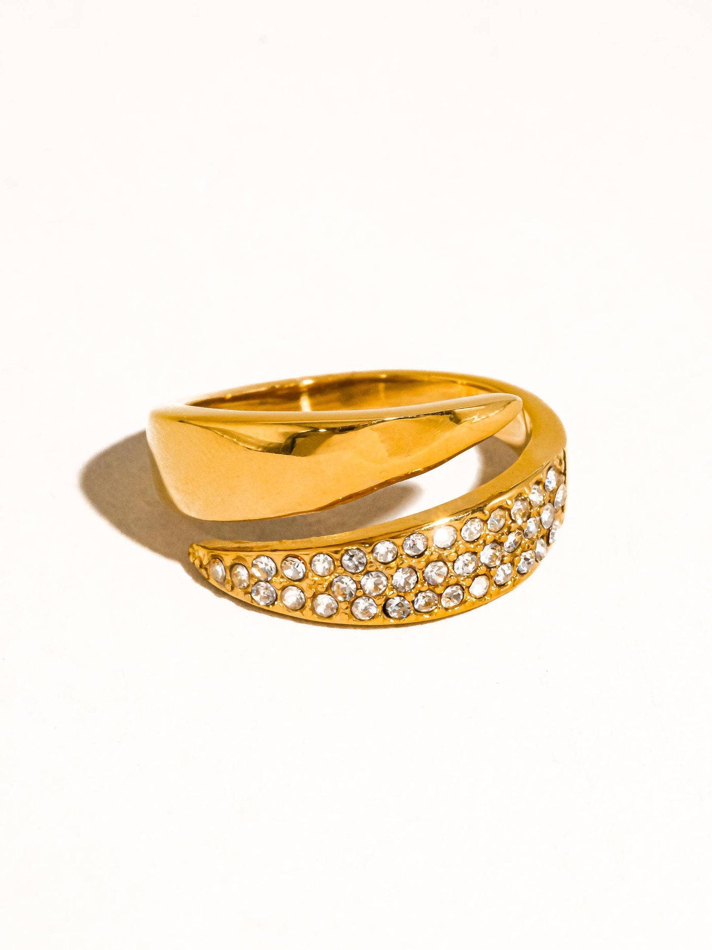 Ansel 18K Gold Non-Tarnish Glam CZ Band Ring: Yellow Gold