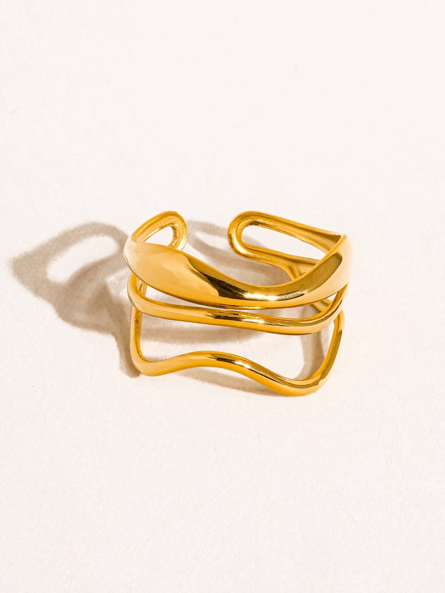 Ozzy 18K Gold Non-Tarnish Abstract Ring: Silver