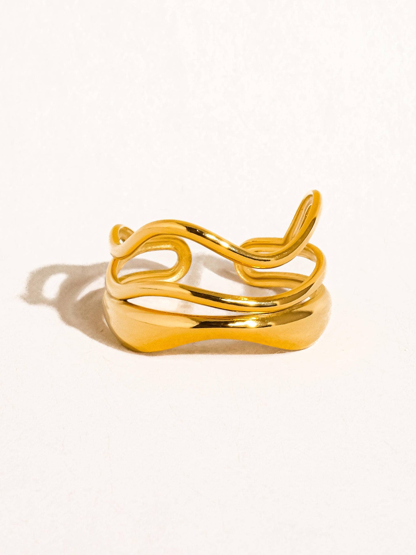 Ozzy 18K Gold Non-Tarnish Abstract Ring: Silver