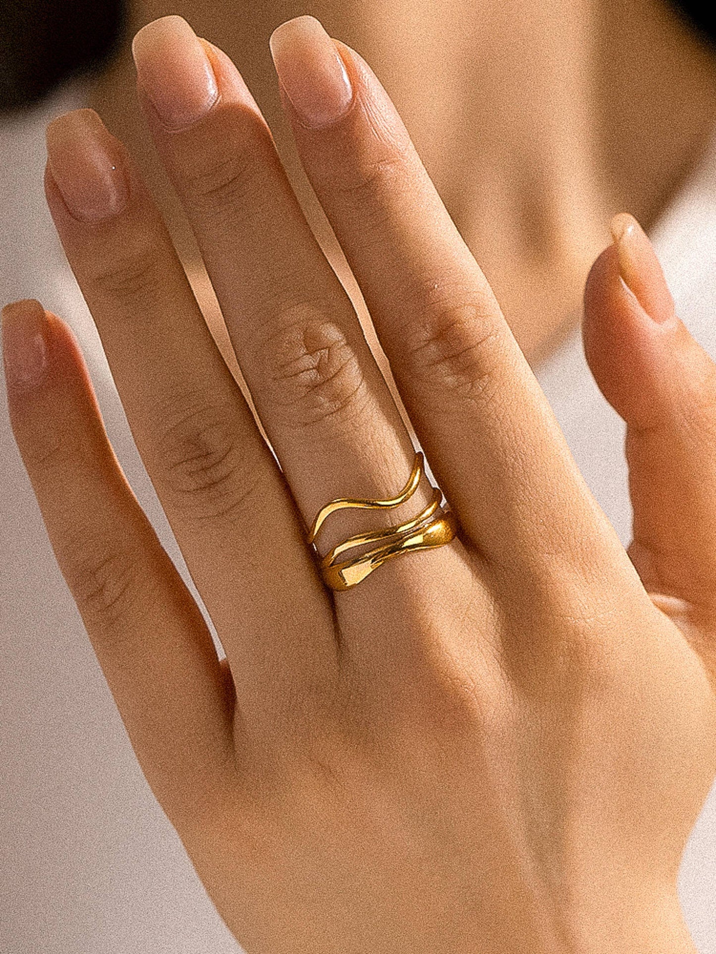 Ozzy 18K Gold Non-Tarnish Abstract Ring: Silver