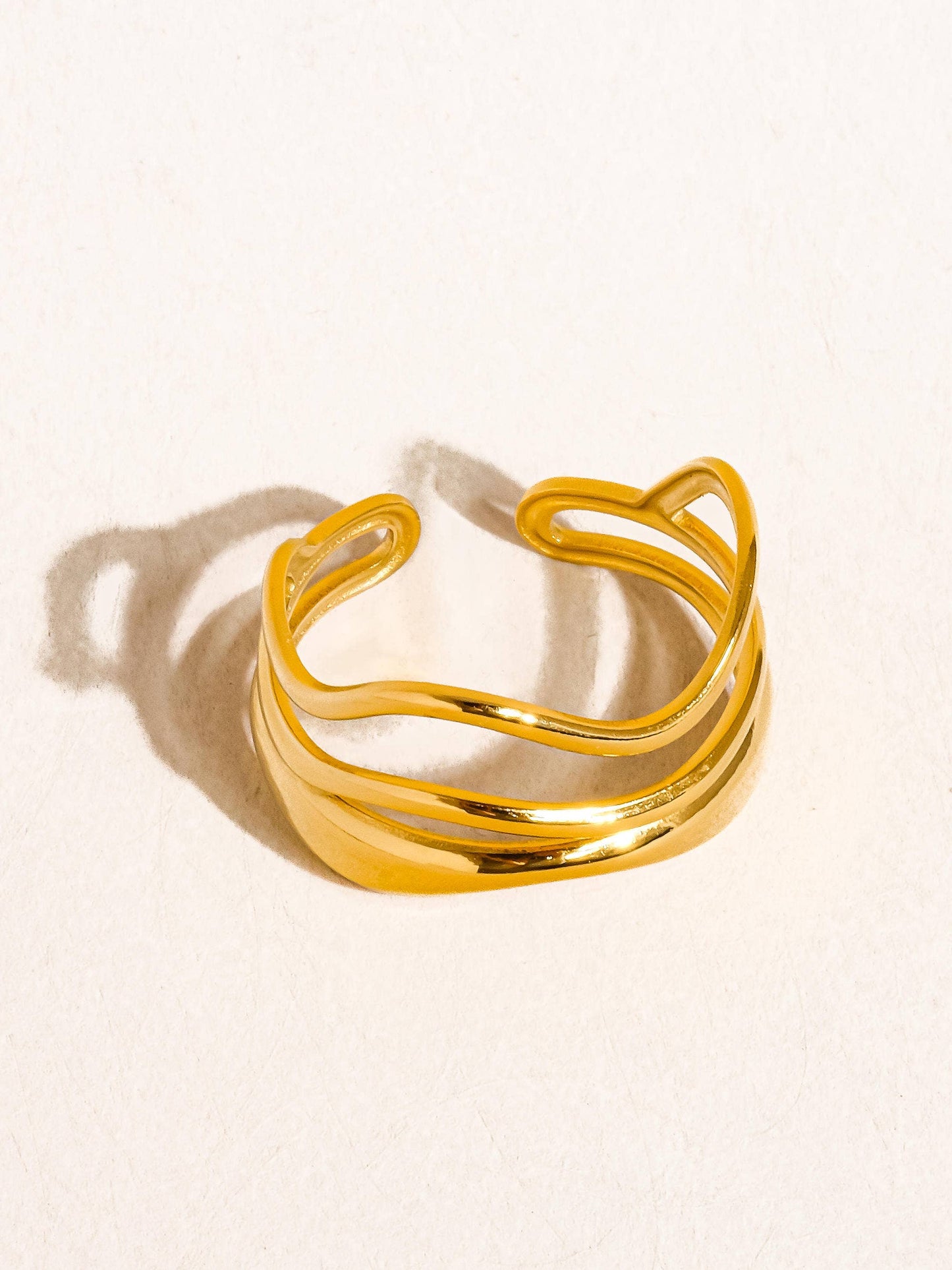 Ozzy 18K Gold Non-Tarnish Abstract Ring: Silver