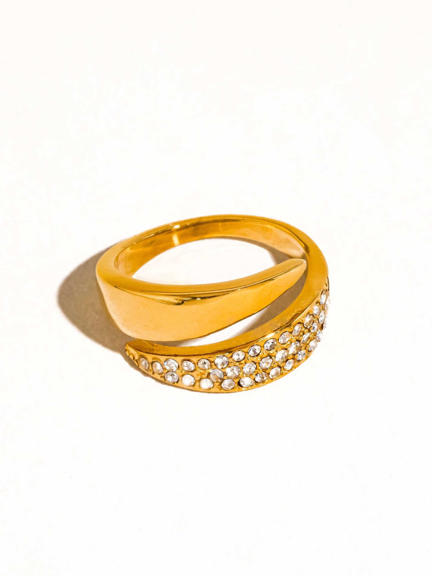 Ansel 18K Gold Non-Tarnish Glam CZ Band Ring: Yellow Gold